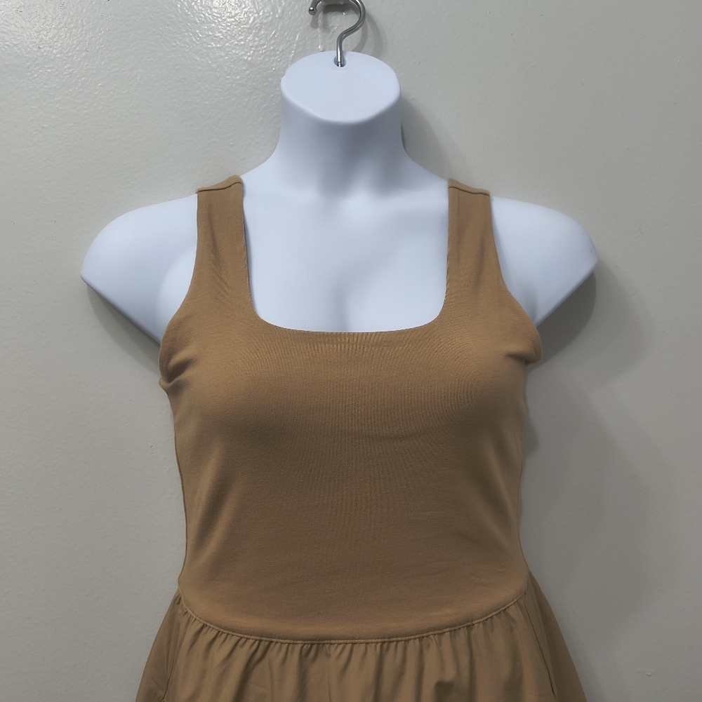 Everlane Supima Jersey Riviera Dress "Tiger Eye"Tan/Brown M Neutral Minimalist - Picture 2 of 13